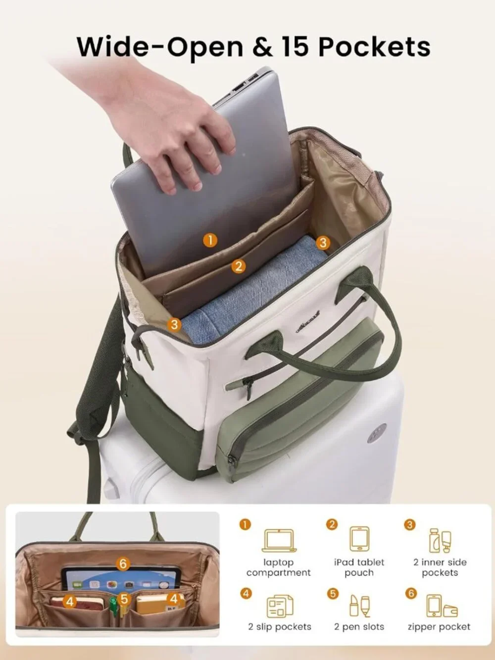 Stylish 15.6 Inch Laptop Backpack for Women | Work & School Bookbag, Durable